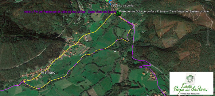 mapa ruta corta Valle de las Luiñas